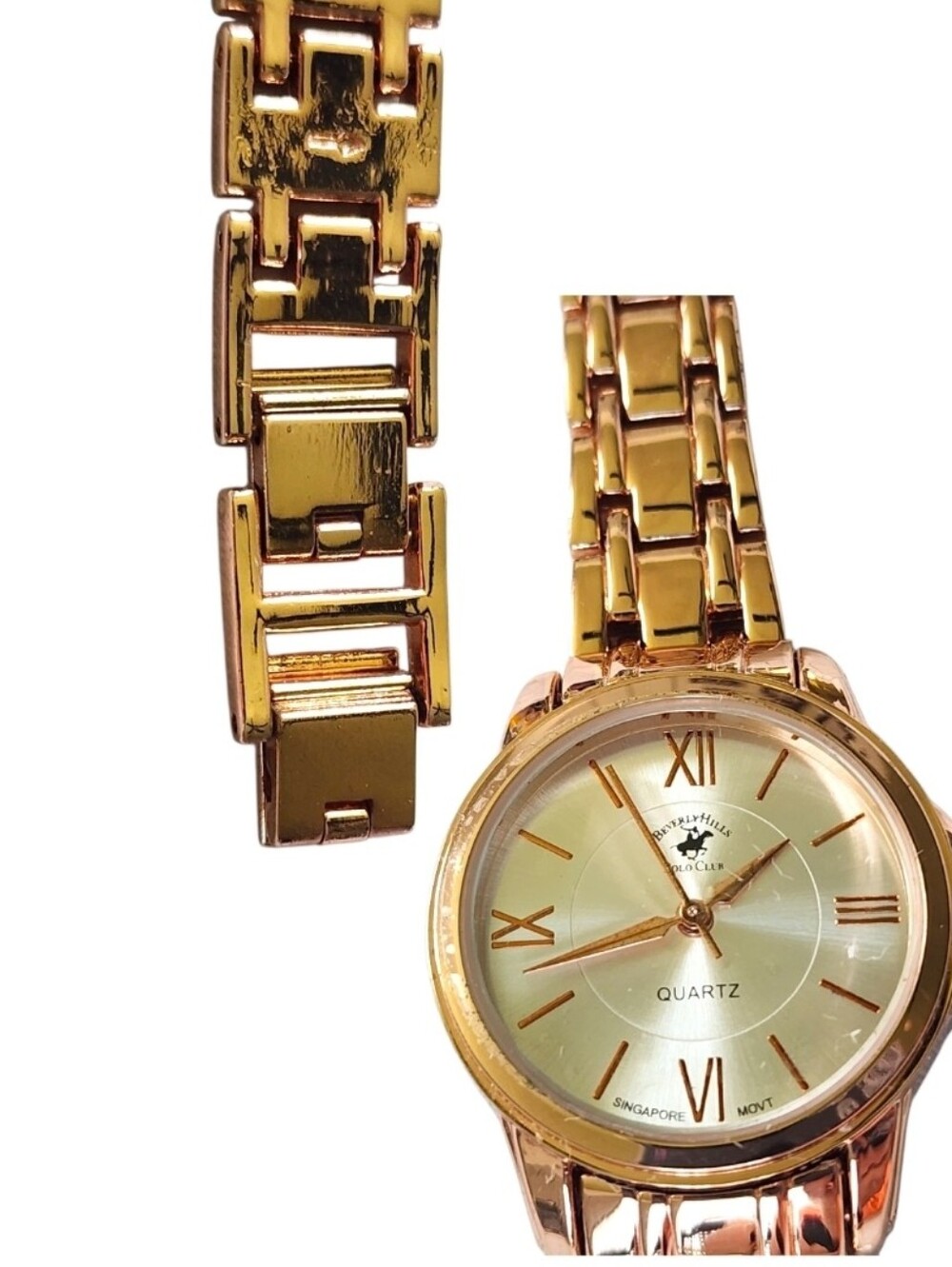 Beverly Hills Polo Club Rose Gold Tone Women's Quartz Bracelet Watch